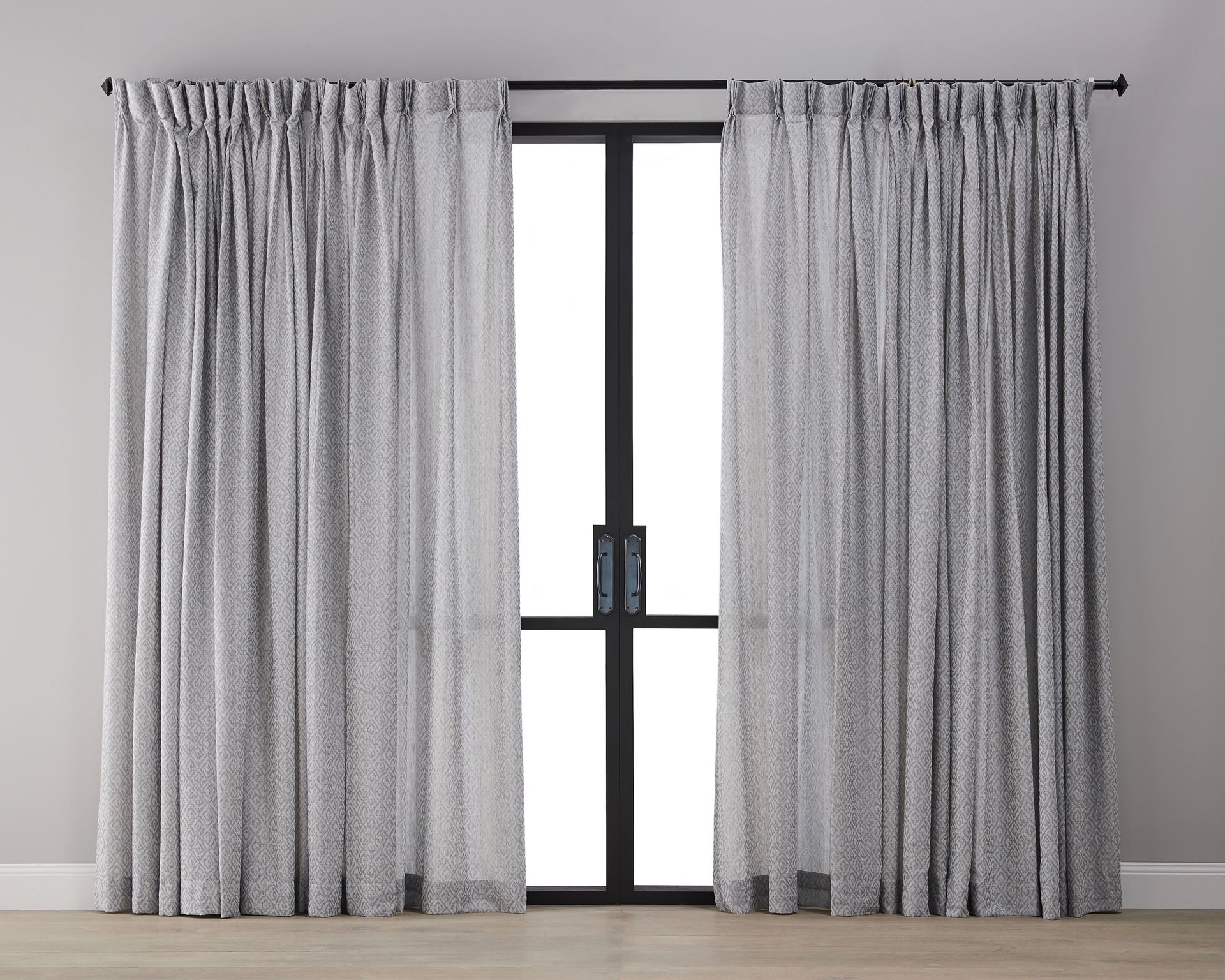 Leuvia. Diamond Pattern Linen Sheer Curtain Grey