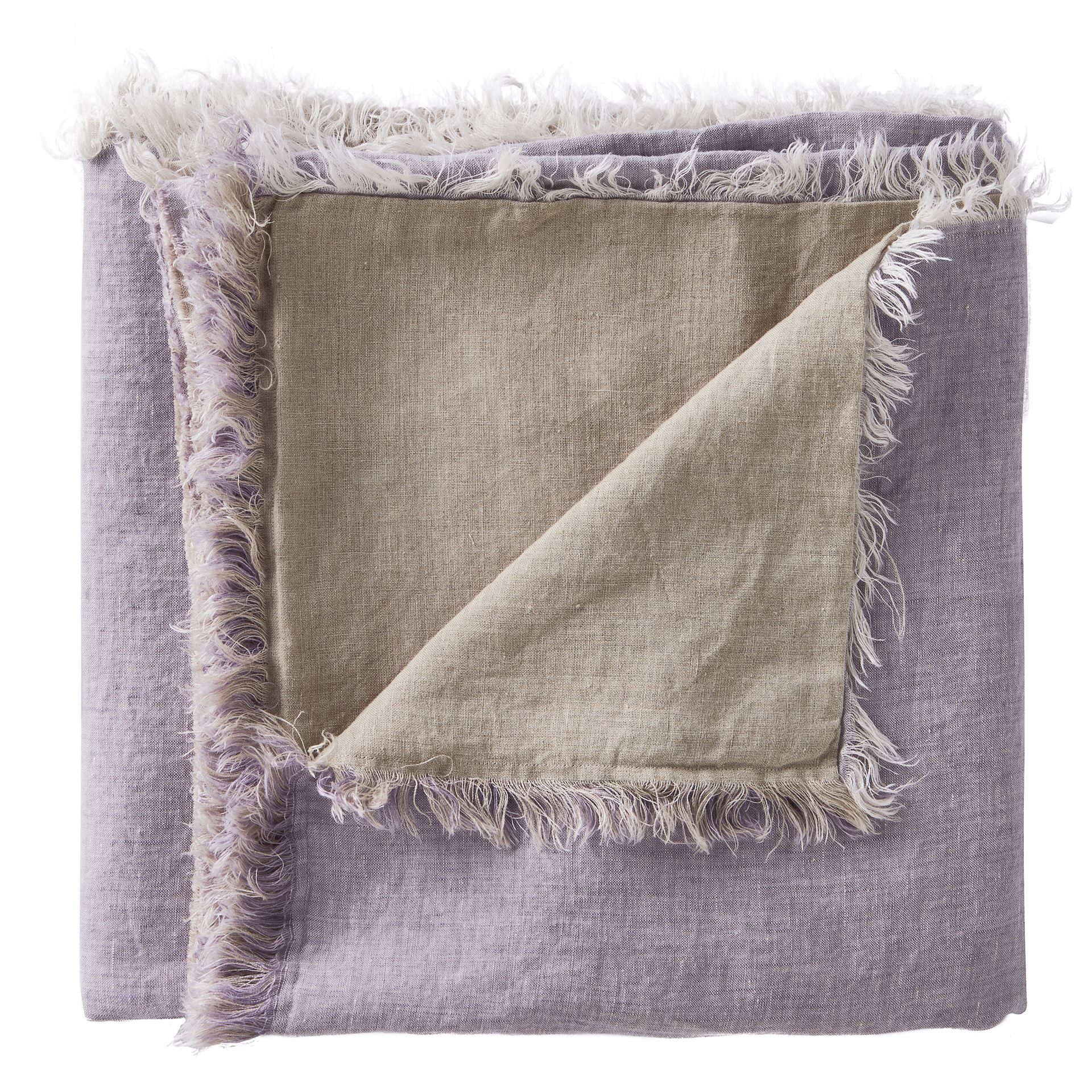 Leuvia. Linen Fringe Double Side Throw Lavender