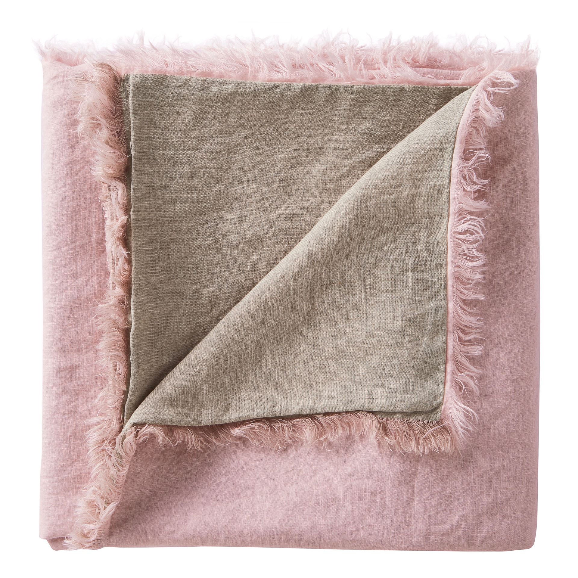Leuvia. Linen Fringe Double Side Throw Blush