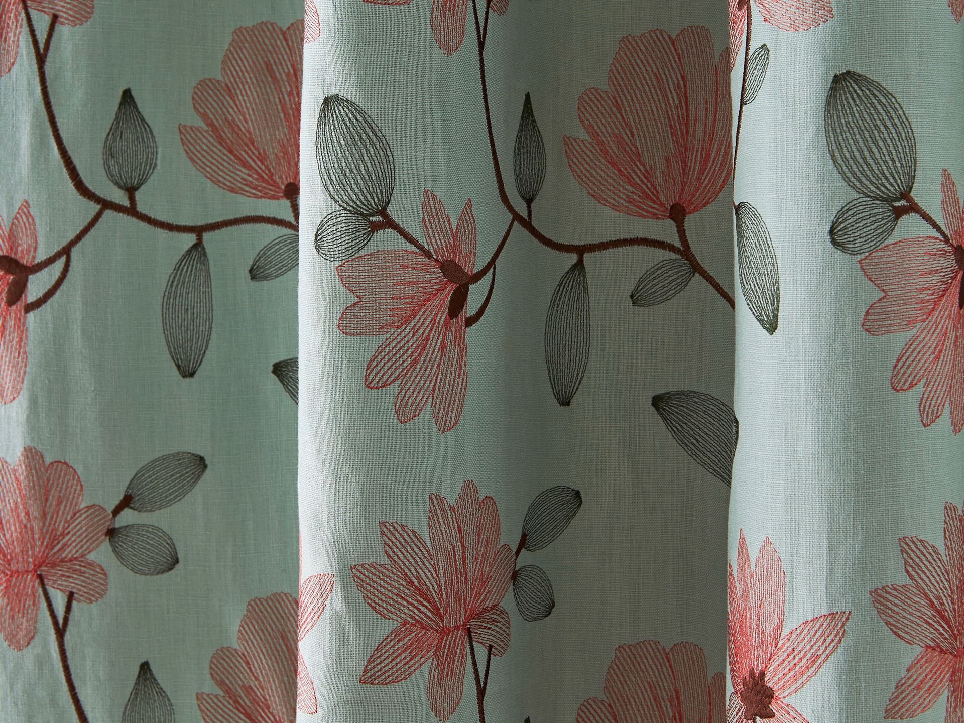 Leuvia. Floral on Spearmint Linen Blockout Curtain
