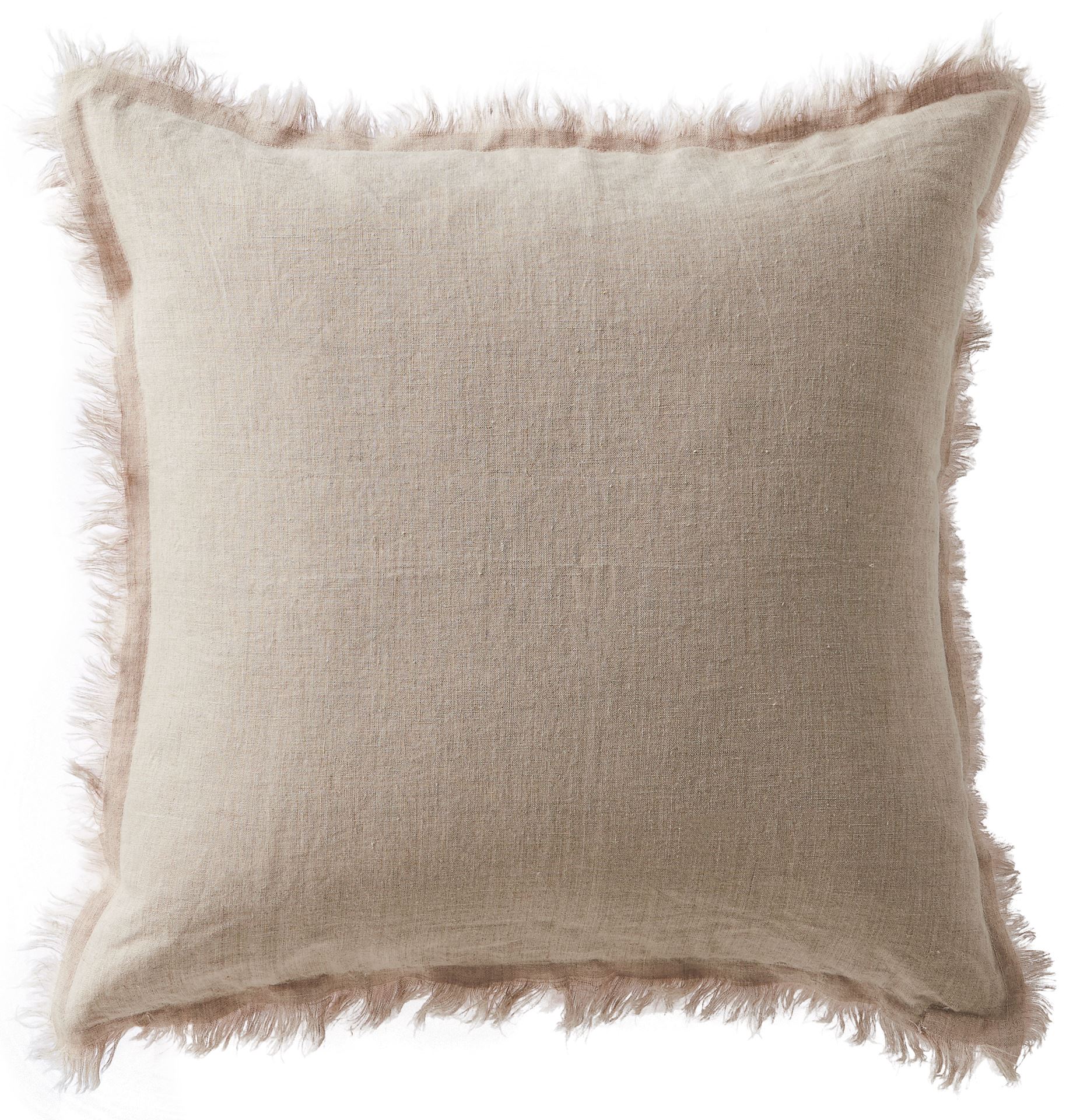 Leuvia. Linen Fringe Double Side Cushion Blush