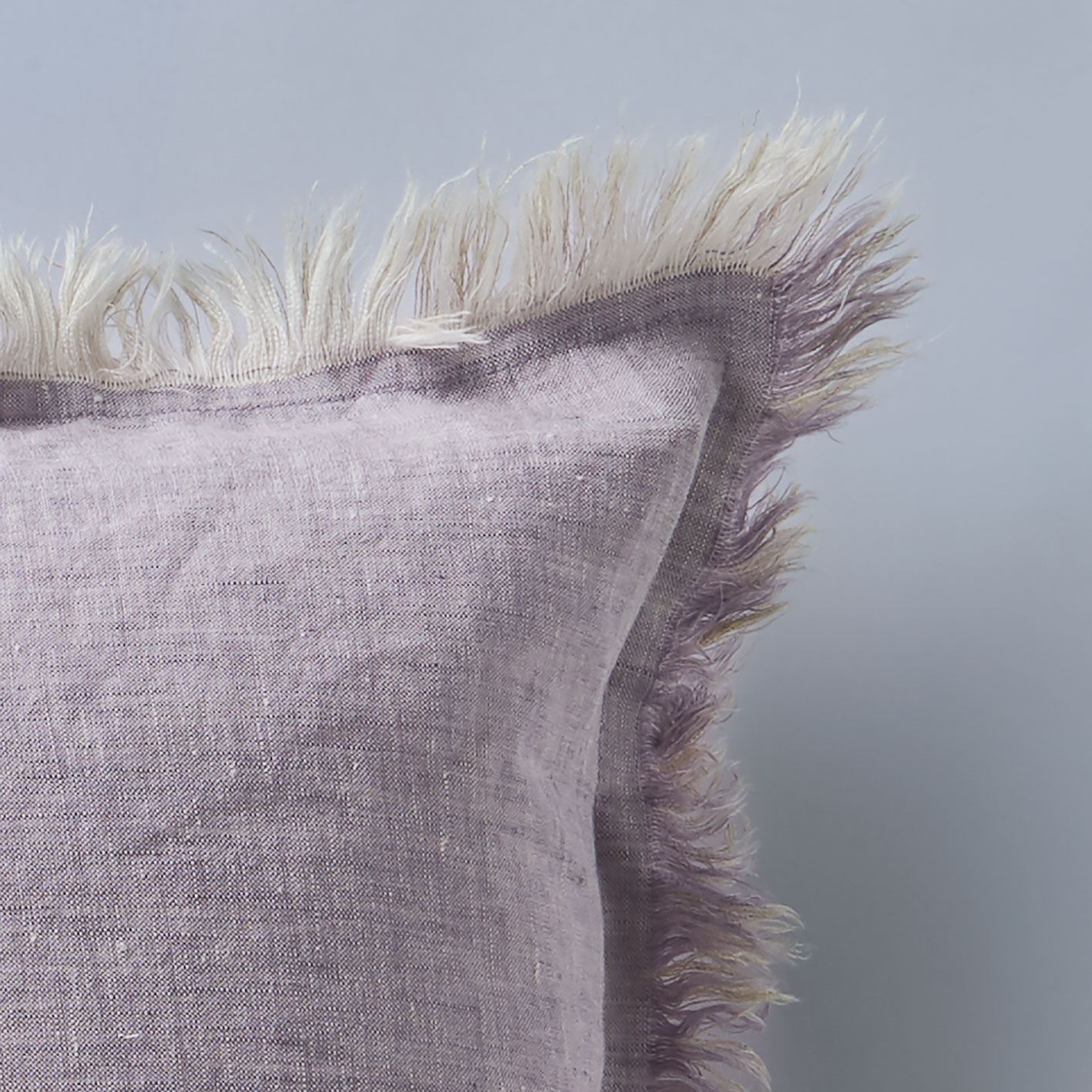 Leuvia. Linen Fringe Double Side Cushion Lavender